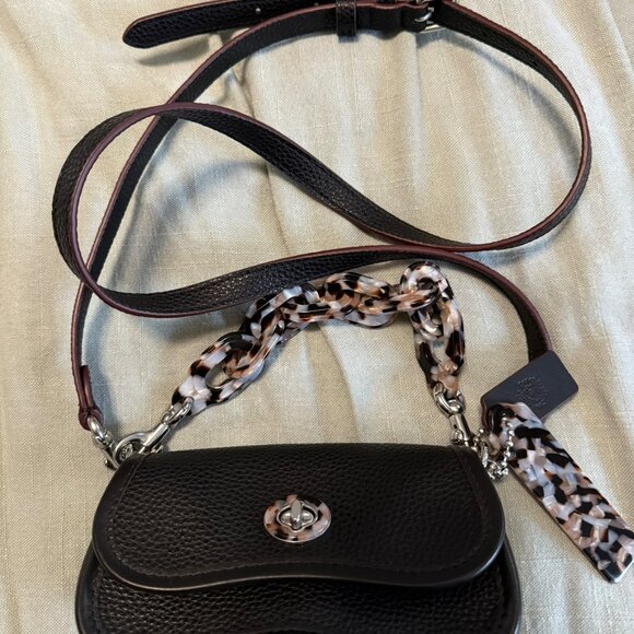 Mini Black Coachtopia Wavy Dinky Bag With Crossbody Strap - Picture 6 of 9
